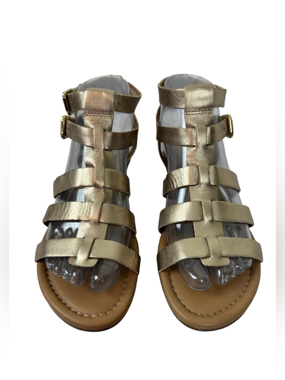 Clark’s metallic brushed gold leather comfy gladiator sandals